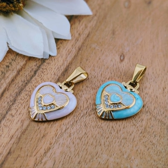 Breloque coeur réconfortant rose ou bleu