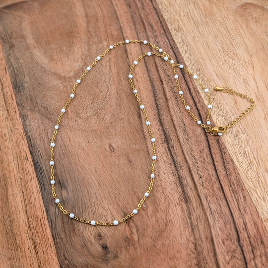 Collier La Délicate blanche &amp; Doré