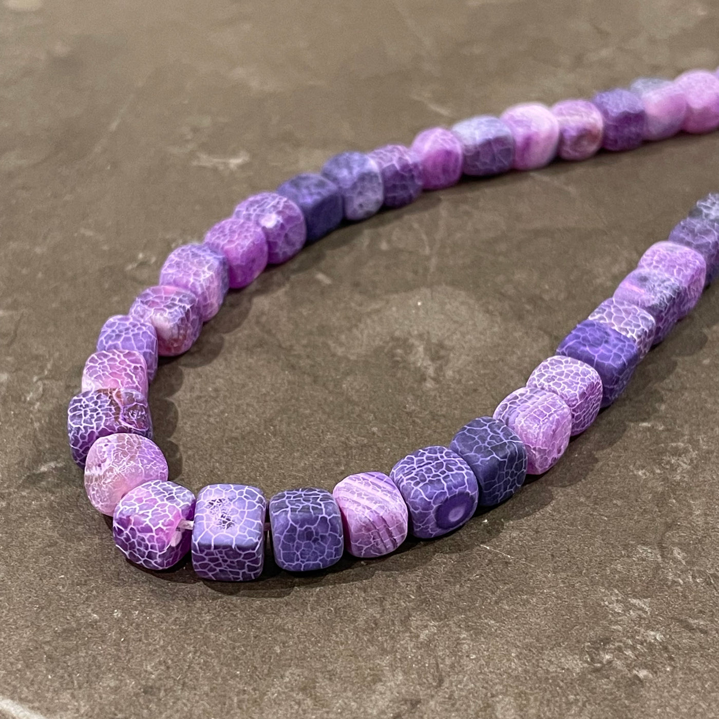 Cracked Cubic Matte Purple Agate Rope