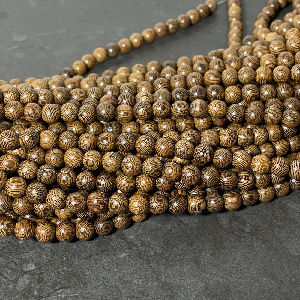 Corde de billes de bois foncé 8 mm