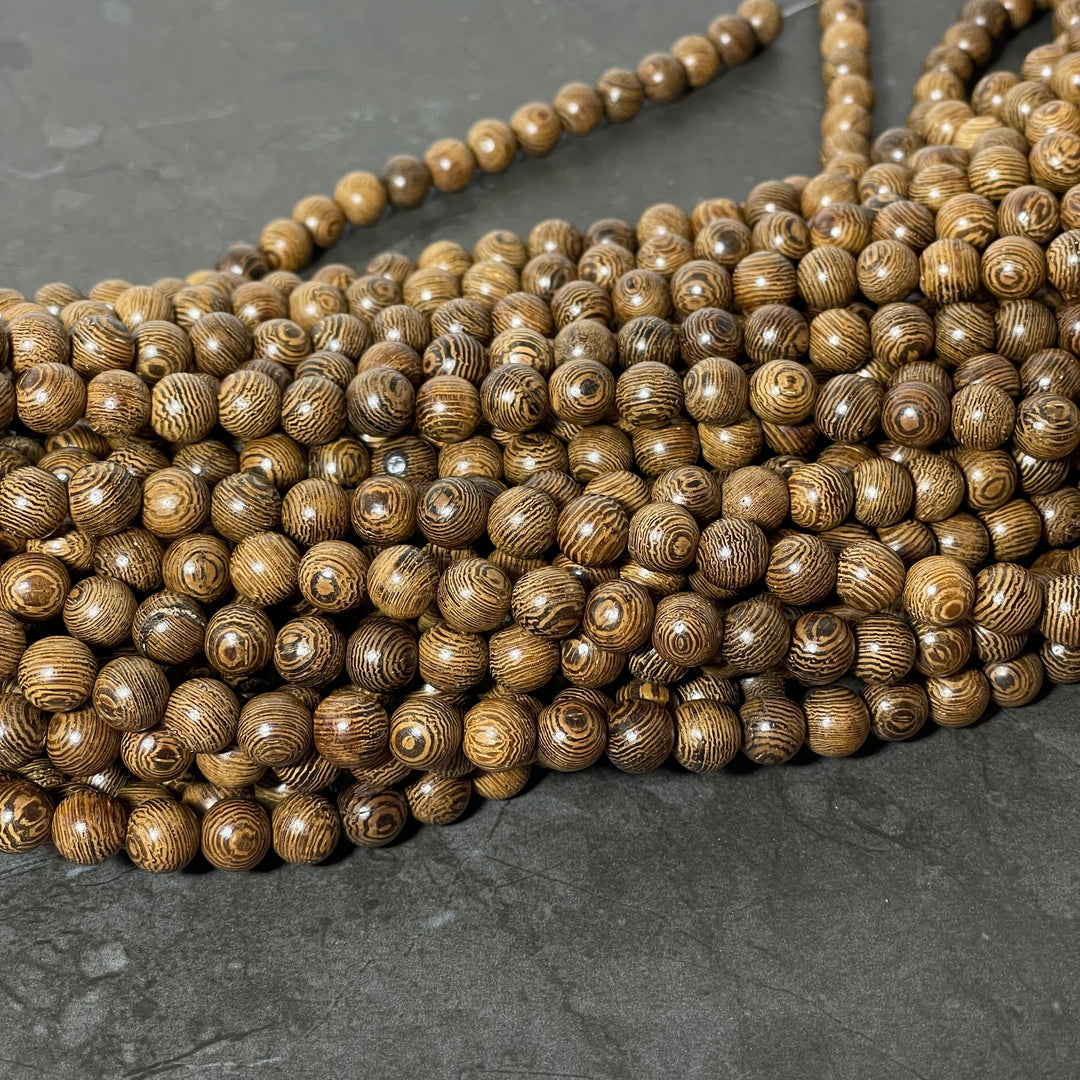 Corde de billes de bois foncé 8 mm