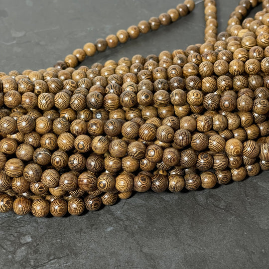 Corde de billes de bois foncé 8 mm