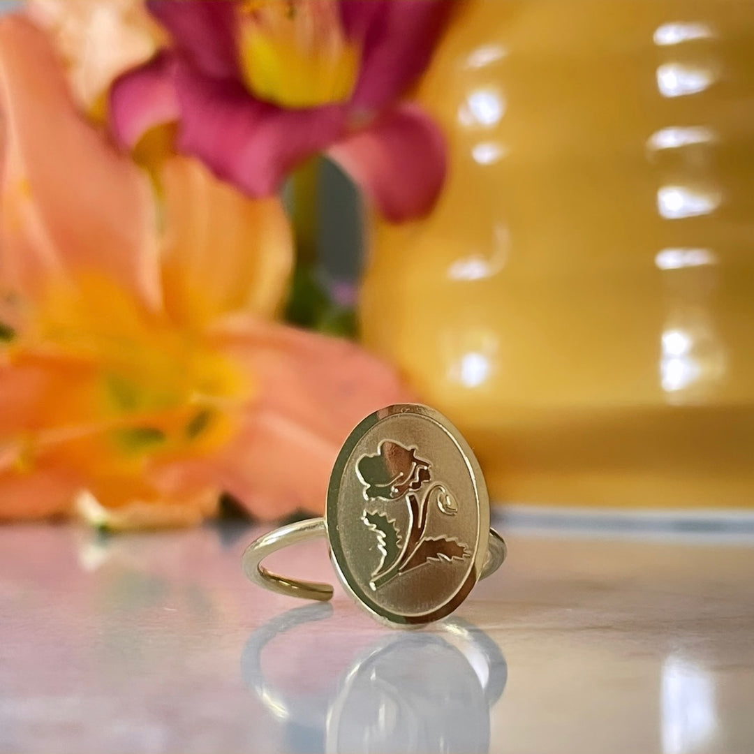 Bague Fleur Coquelicot (Aout)