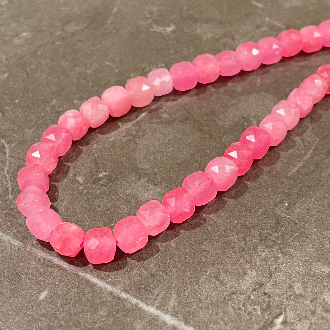 Pale pink cubic jade rope 8mm