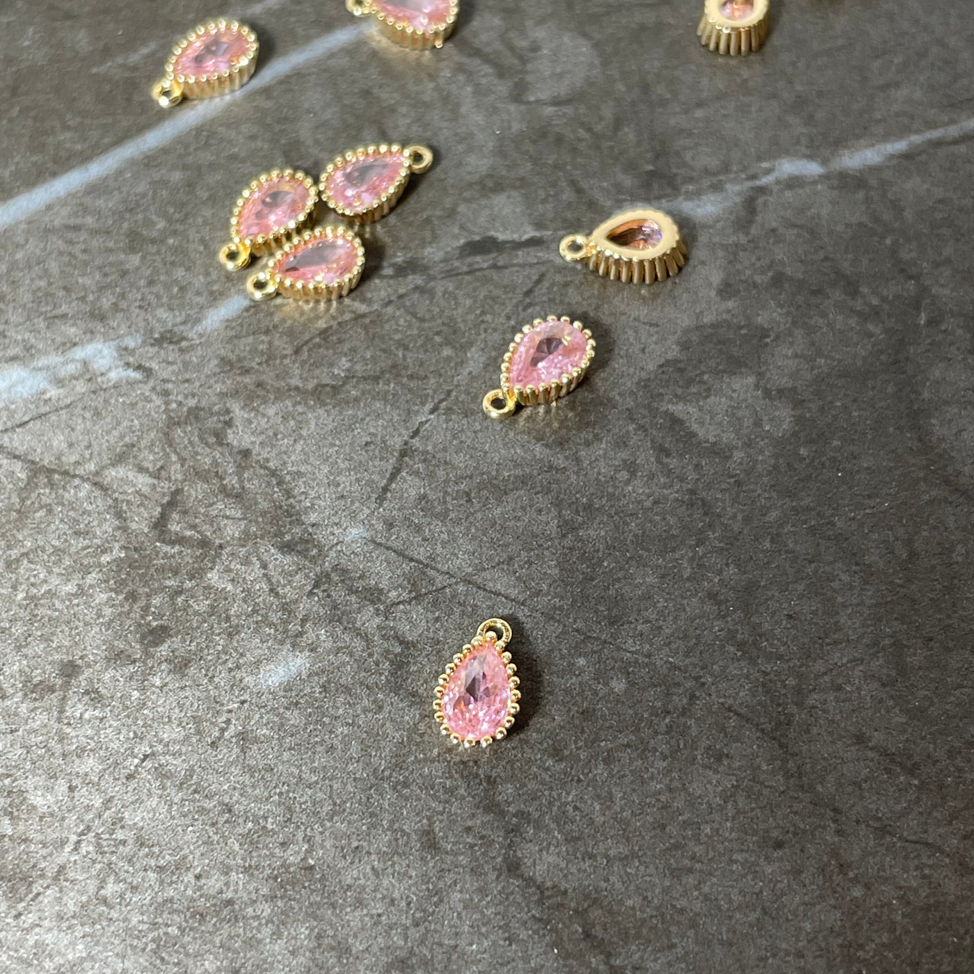 Pink and gold mini drop charm