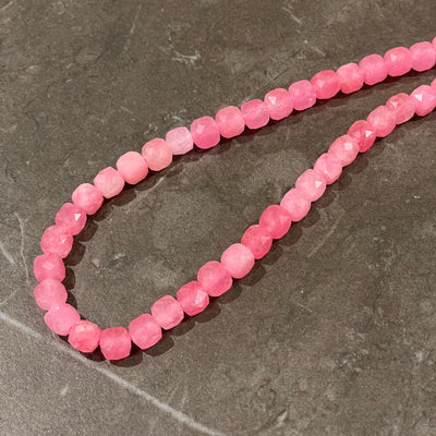 Pale pink cubic jade rope 8mm