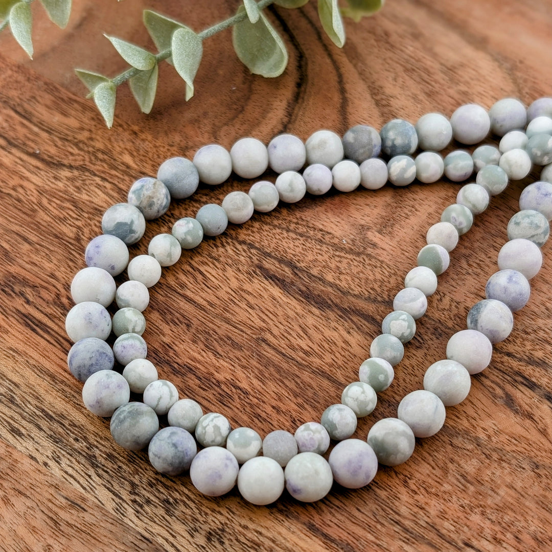 Corde de jade serein vert matte 6 ou 8mm