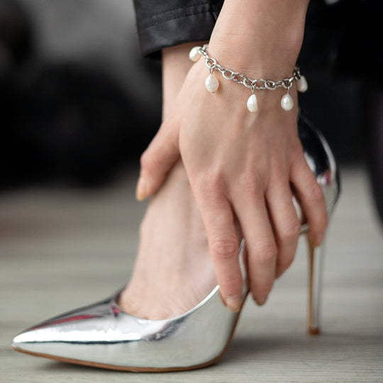 Bracelet audacieuse perle de couleur argent ou or