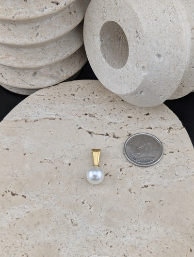 Perle blanche 8mm avec bélière or ou argent