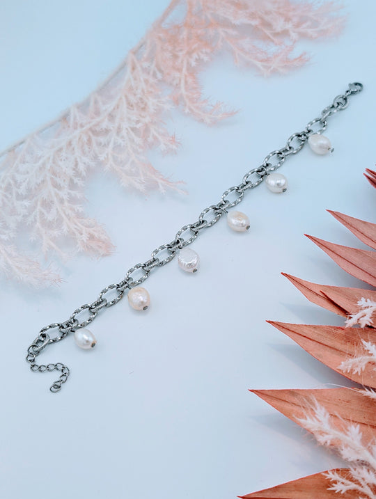 Bracelet audacieuse perle de couleur argent ou or