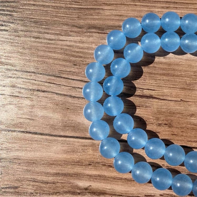 Corde de pierre Jade bleu clair 8mm