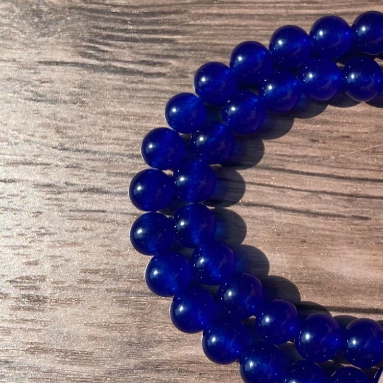 Corde de pierre Jade bleu cobalt 8mm