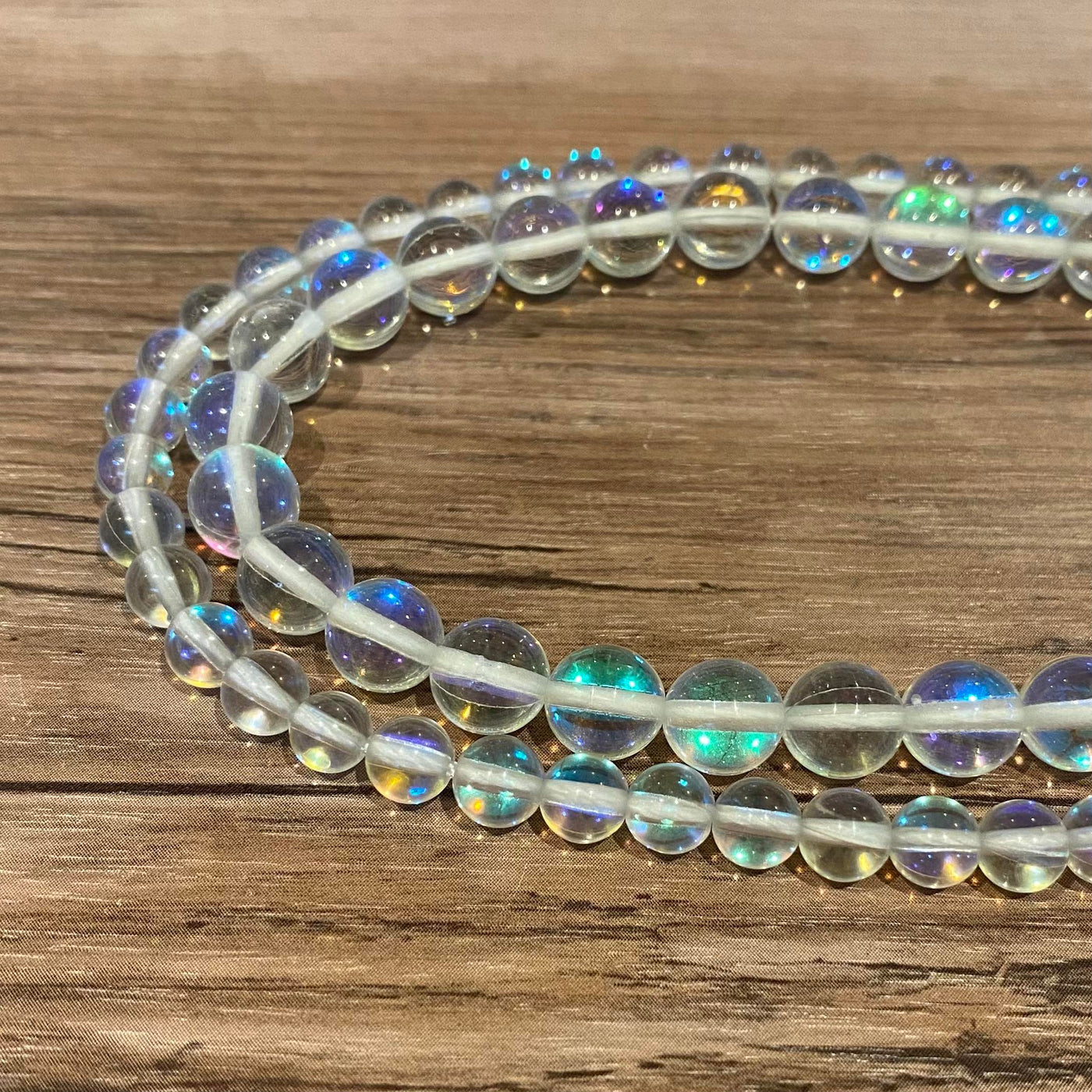 Lustrous Transparent Synthetic Moonstone Rope