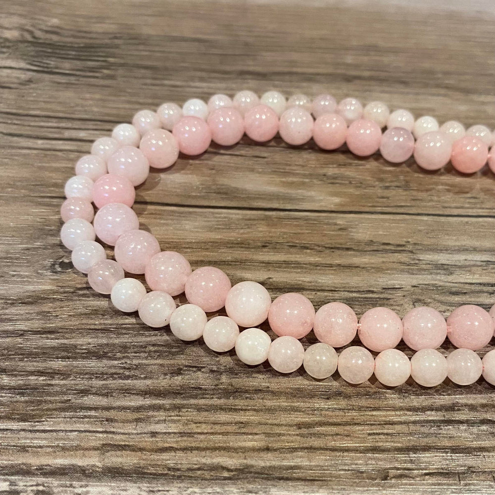 Corde de pierre de morganite rose 6 ou 8 mm