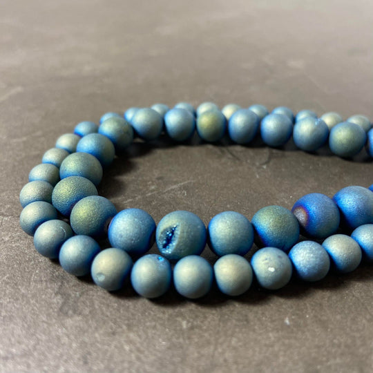 Corde de quartz brute bleu vert
