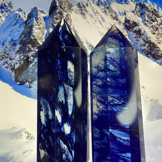 Pointe de quartz bleu