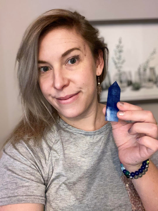 Pointe de quartz bleu