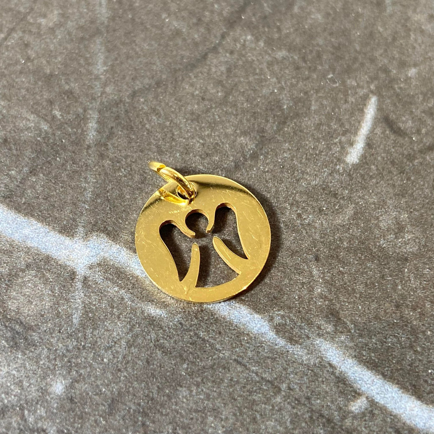 Gold angel charm in stainless steel