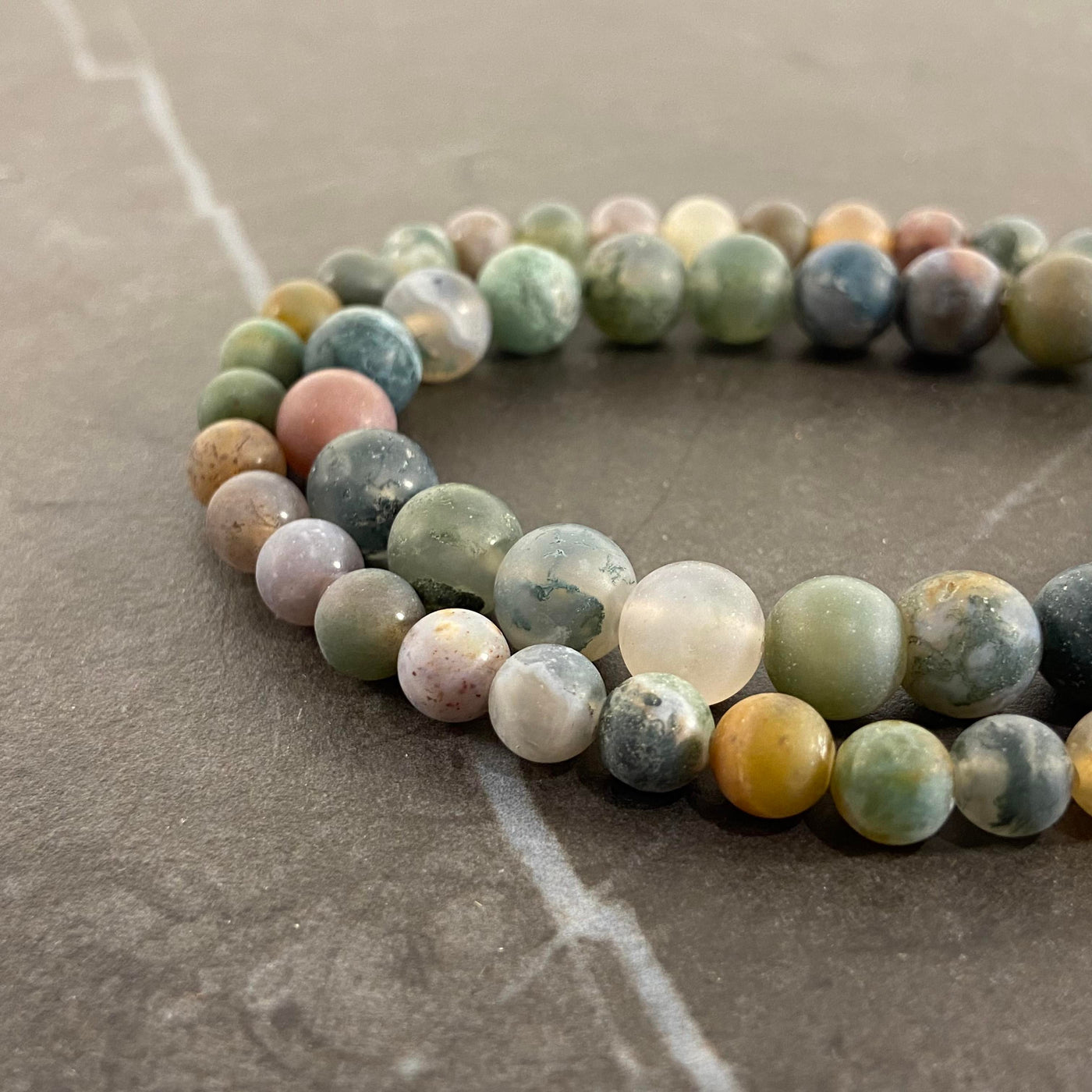 Matte green multi-tone jasper rope 6 and 8 mm