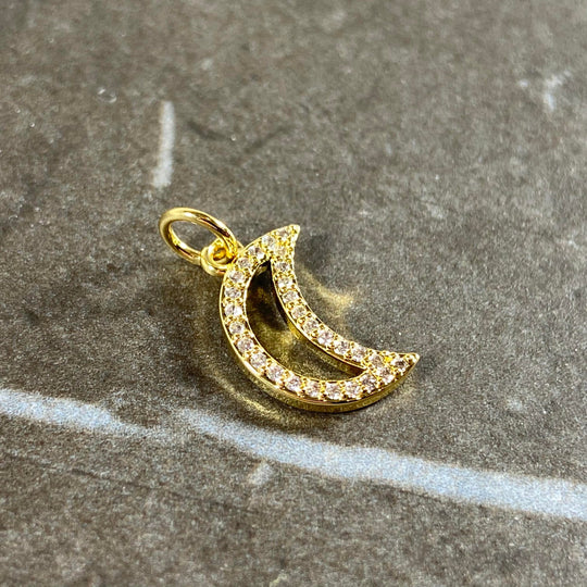 Breloque lune dorée avec zircon