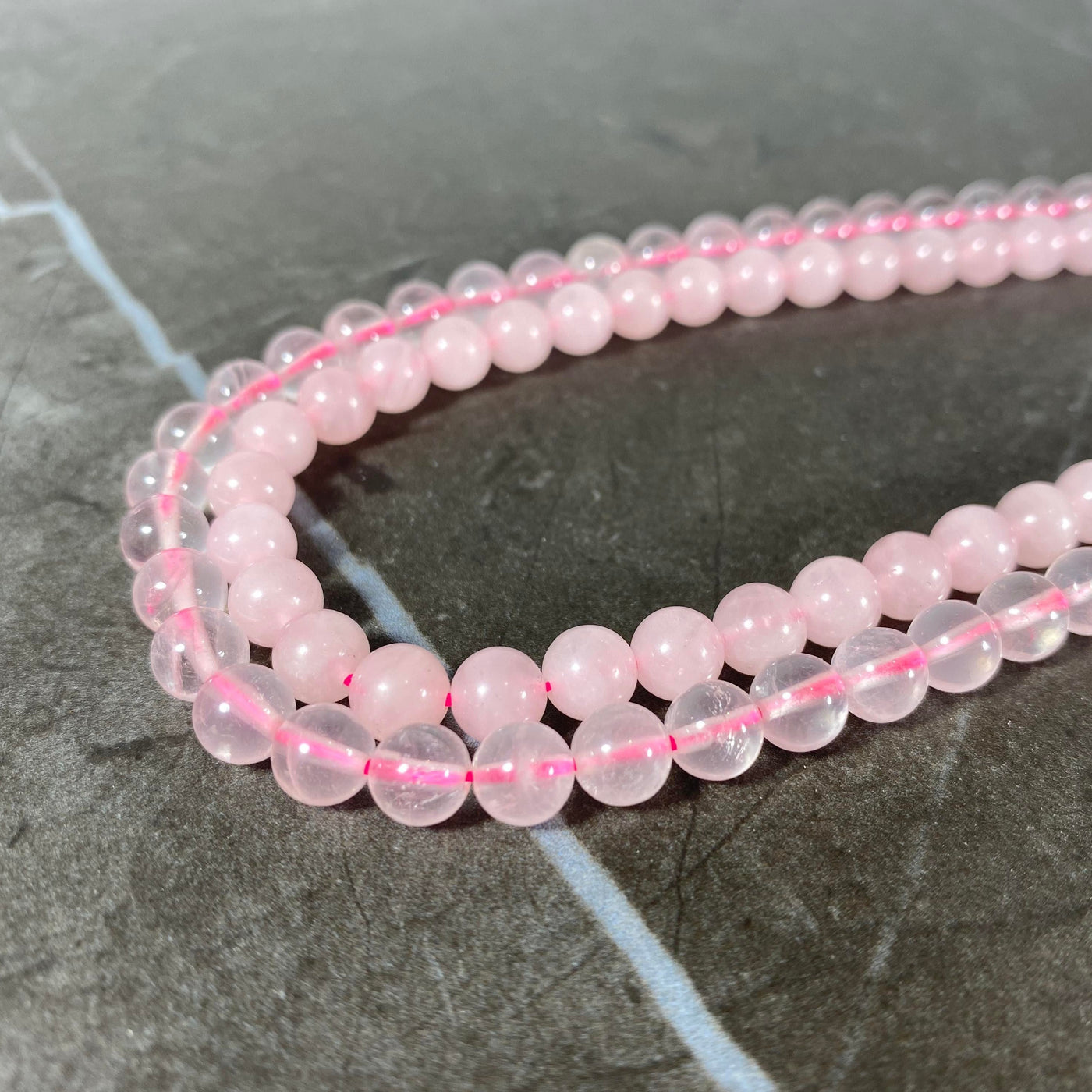 Corde de pierre de quartz rose 6mm