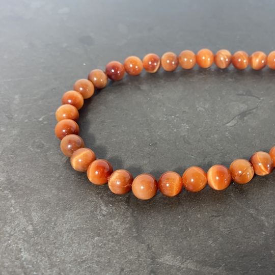 Corde oeil de tigre orange 8 mm