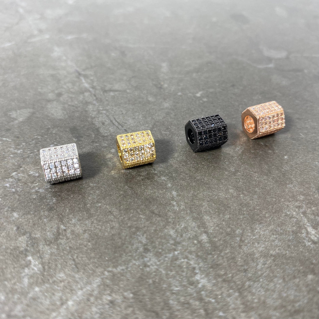 Breloque de tube chic pavé de zircon couleur aux choix