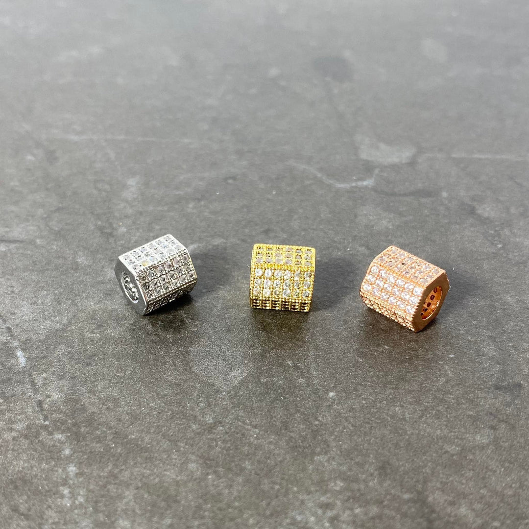 Breloque de tube chic pavé de zircon couleur aux choix