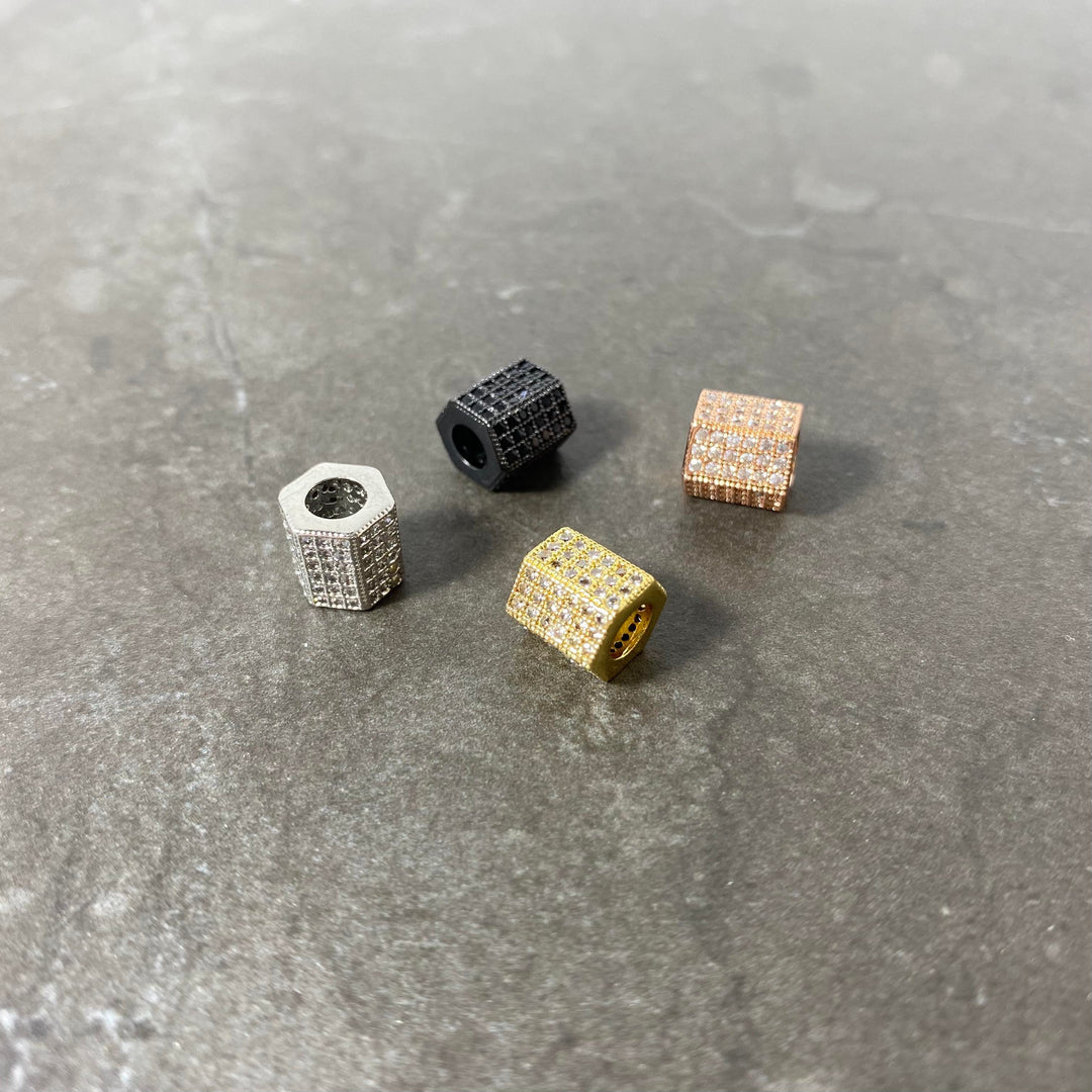 Breloque de tube chic pavé de zircon couleur aux choix