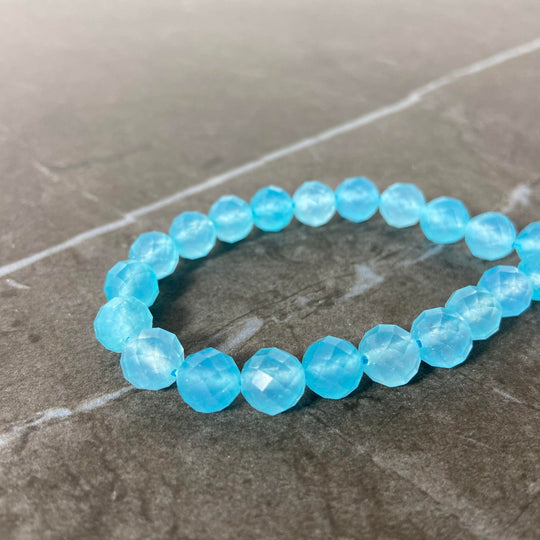 Corde de jade facetté aqua