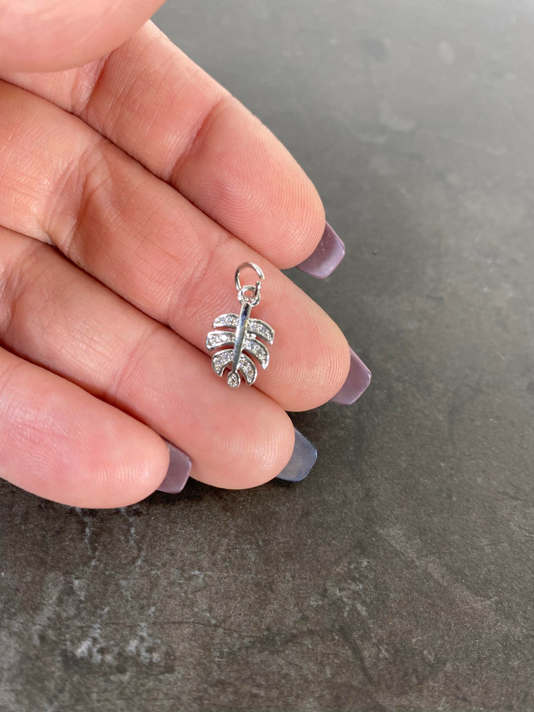 Breloque de monstera brillante argent or ou or rose