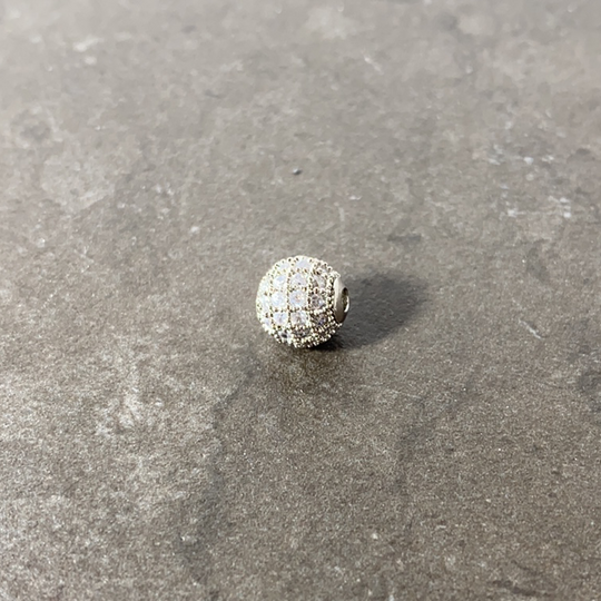 Breloque ronde pavée de zircon 8mm or, argent ou or rose