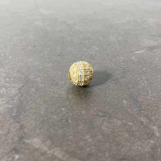 Breloque ronde pavée de zircon 8mm or, argent ou or rose