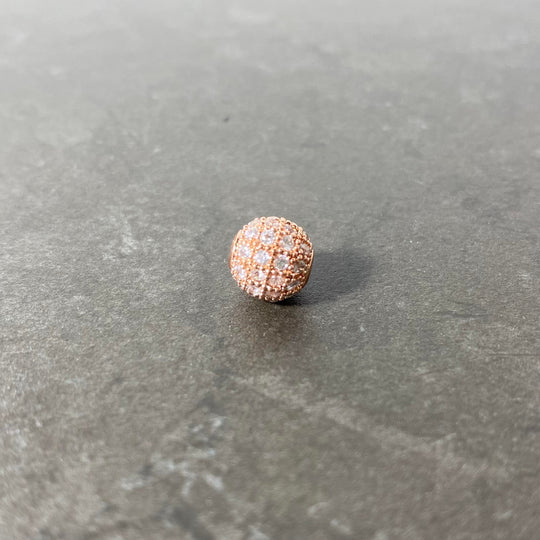 Breloque ronde pavée de zircon 8mm or, argent ou or rose