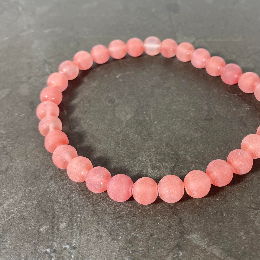 Corde de quartz cerise mat 6 ou 8 mm