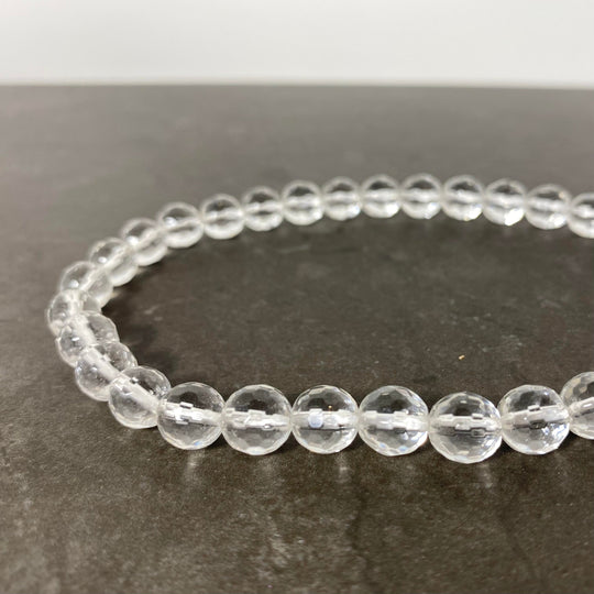 Corde de quartz facetté boule disco 8mm transparent