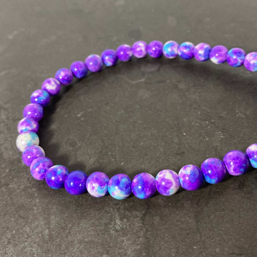 Corde de jade rainflower mauve et turquoise 6 et 8 mm