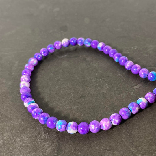 Corde de jade rainflower mauve et turquoise 6 et 8 mm