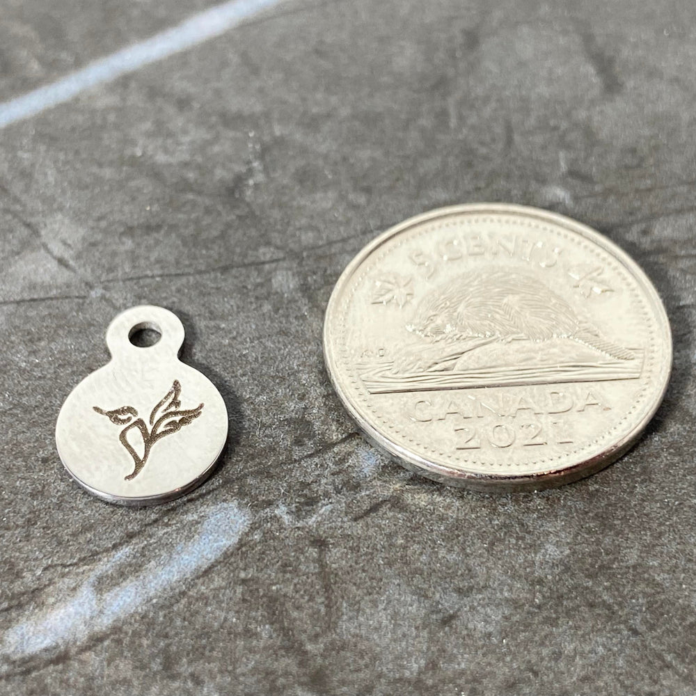 Breloque de médaillon colibri en acier inoxydable
