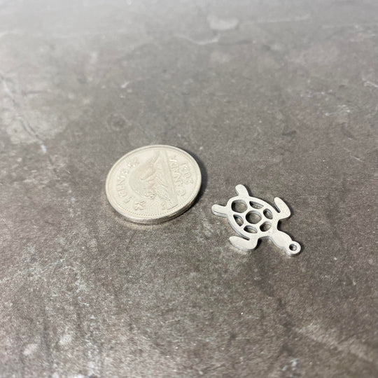 Breloque de tortue argent en acier inoxydable