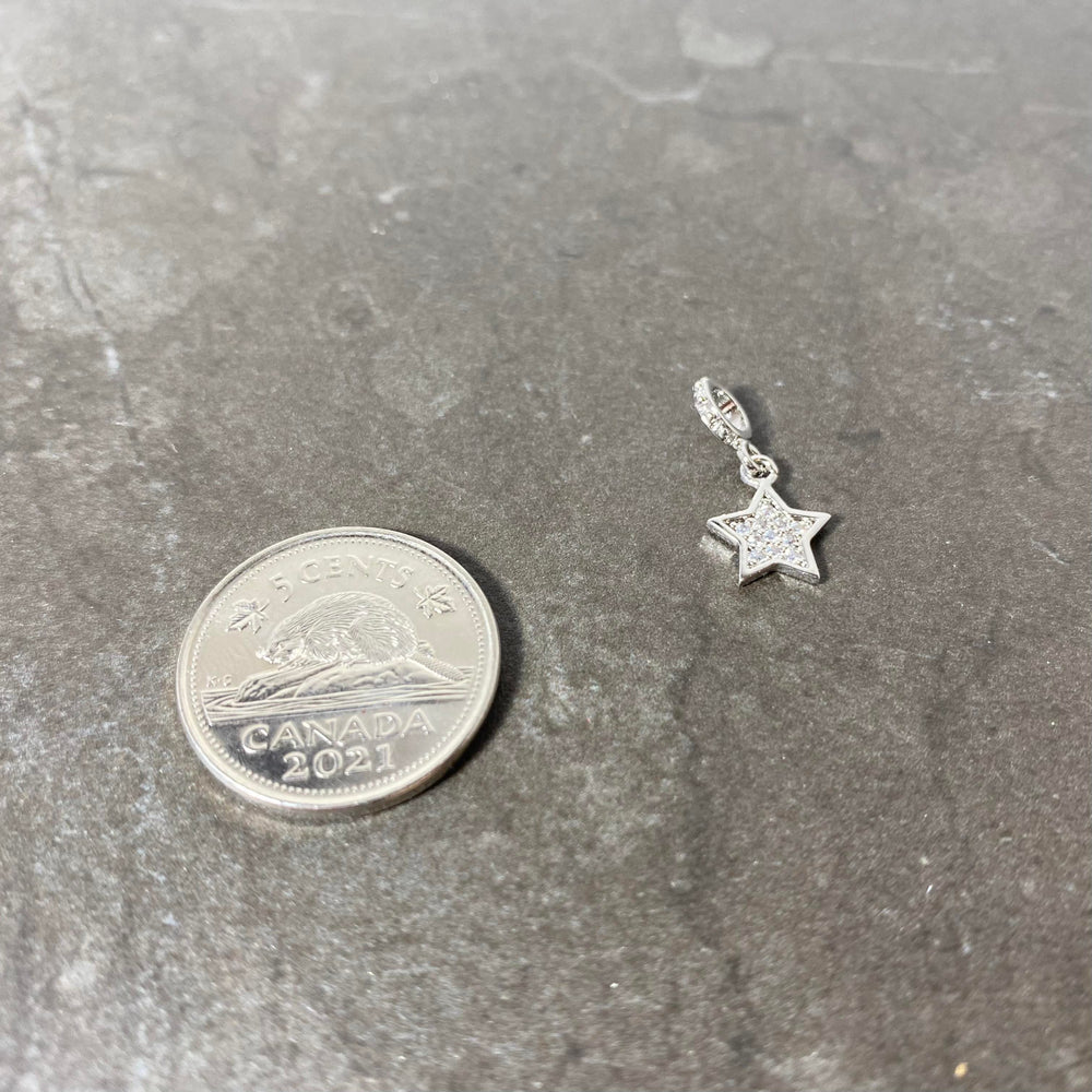 Breloque étoile pavé de zircon argent or ou or rose