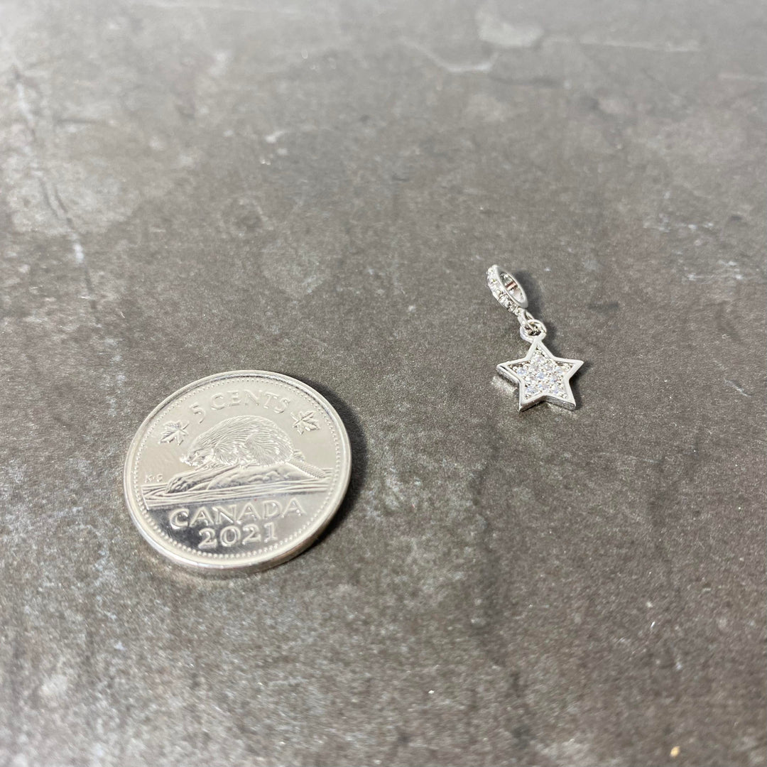 Breloque étoile pavé de zircon argent or ou or rose