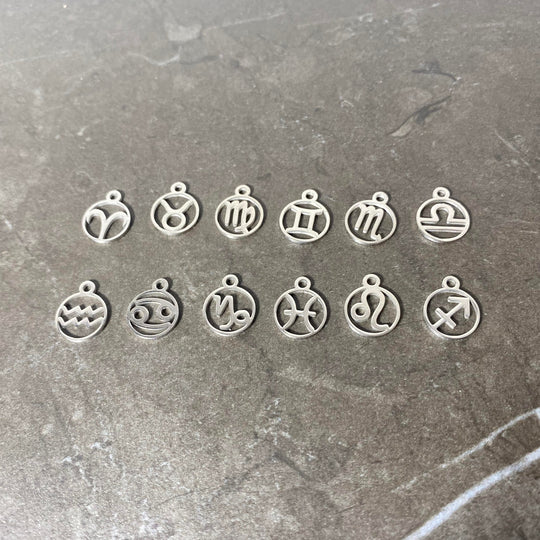 Breloque de signe zodiaque argent en acier inoxydable