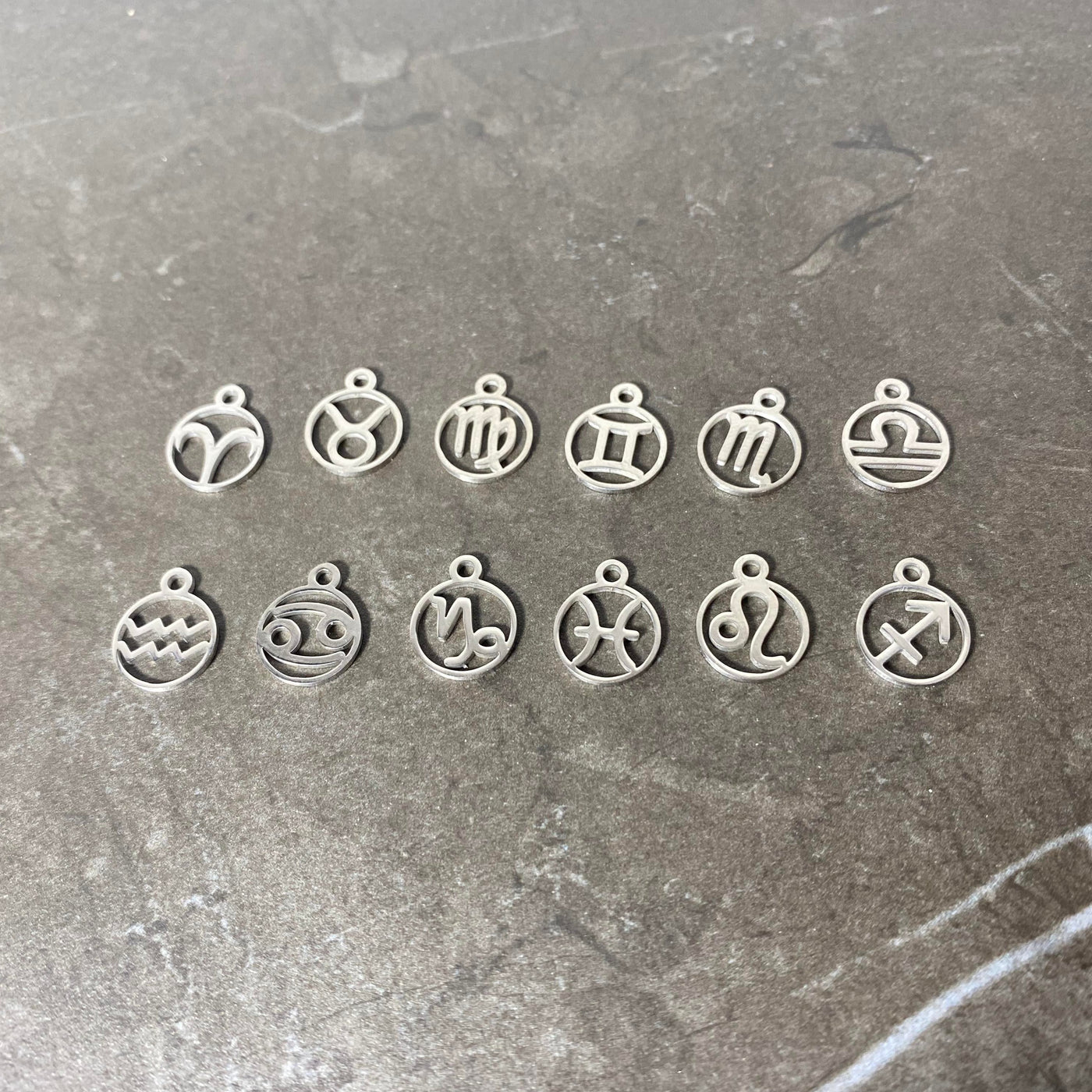 Stainless steel silver zodiac sign charm