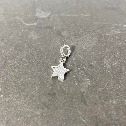 Breloque étoile pavé de zircon argent or ou or rose