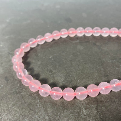 Corde de pierre quartz rose transparent 8 mm