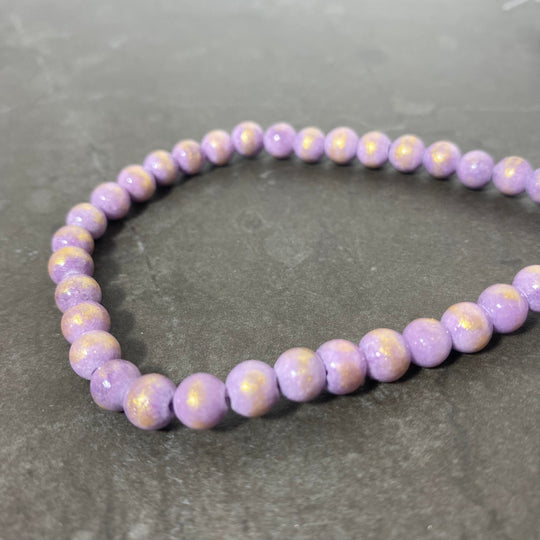Corde de jade lilas reflet or 6 mm
