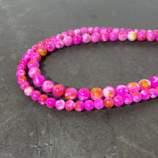 Corde de jade rainflower rose et orange 6 et 8 mm