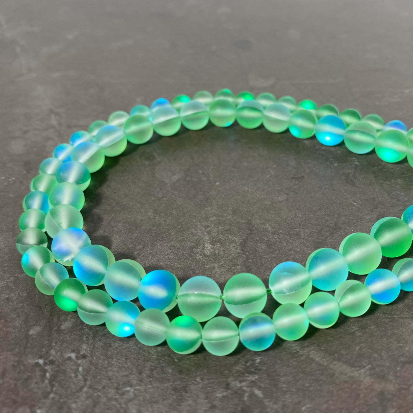 Matte aqua &amp; green synthetic moonstone rope 6 or 8 mm
