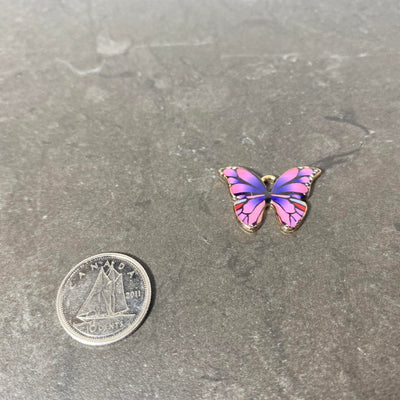 Breloque de gros papillon mauve et rose